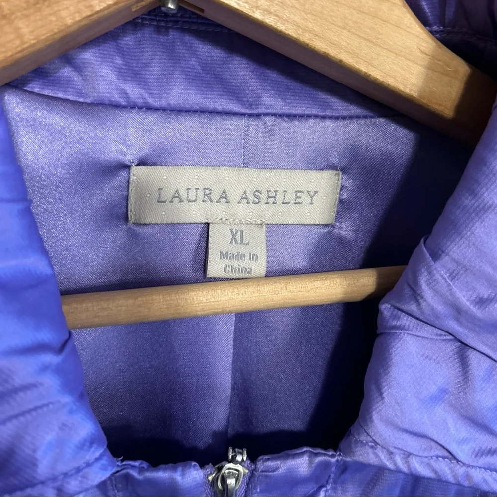 Vtg Laura Ashley Metallic Purple Jacket XL Windbreaker Shimmer‎ Ruffle Y2K Shiny